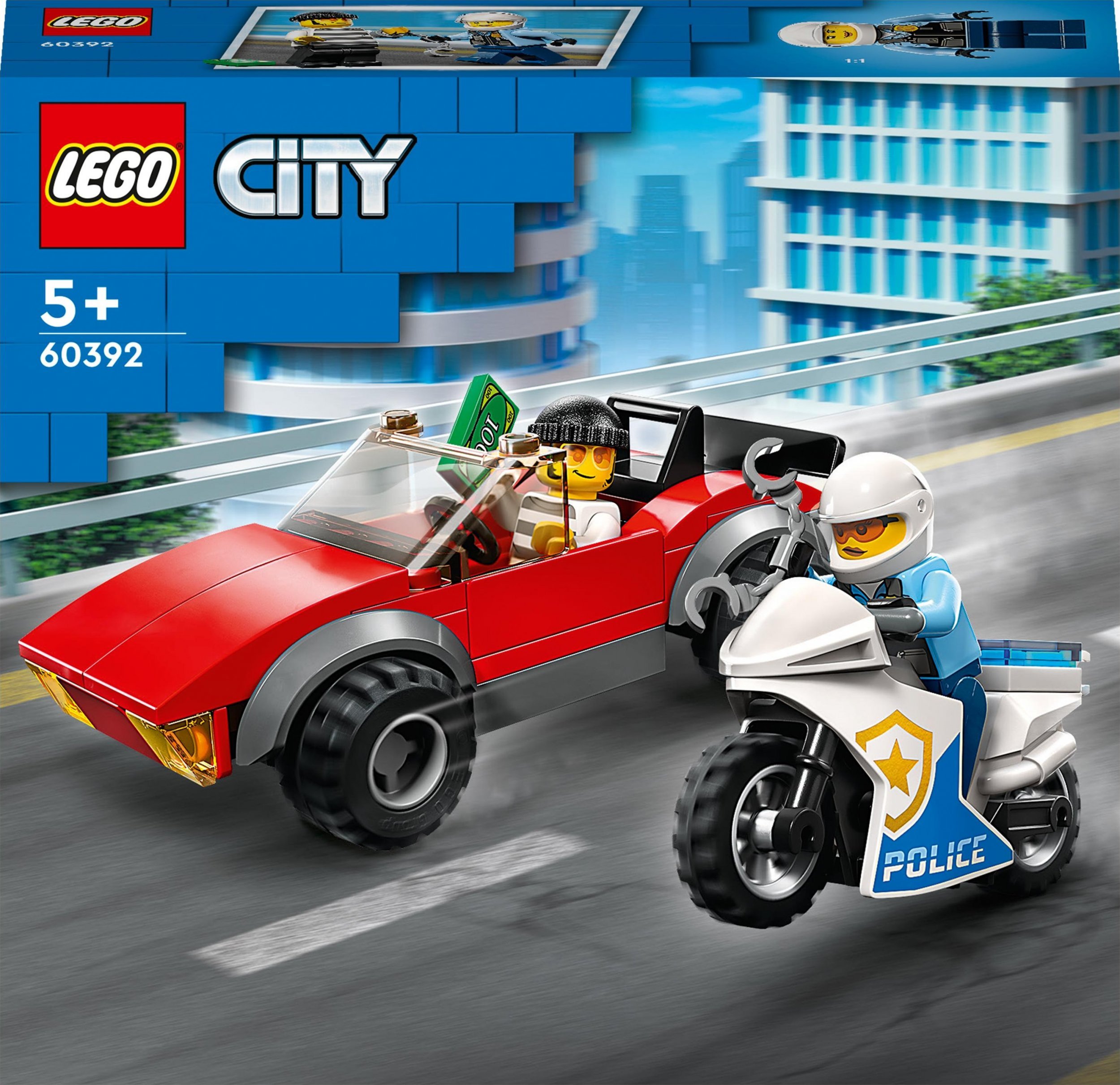 Bicicleta de poliție LEGO City - Urmărire de mașini (60392)