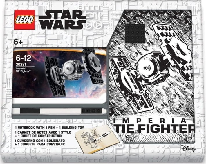 Caiet LEGO LEGO 52510 Star Wars TIE Fighter cu un set de cărămizi, farfurie și stilou