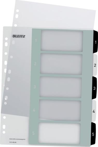 Coperta Binder - Leitz Separatoare din plastic pentru imprimarea textului pe carduri, Leitz WOW, 15, alb-negru 12130000