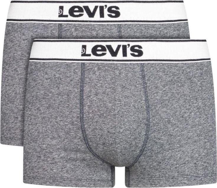 Levi&apos;s, Set de boxeri cu banda logo in talie - 2 perechi, Gri inchis melange, M