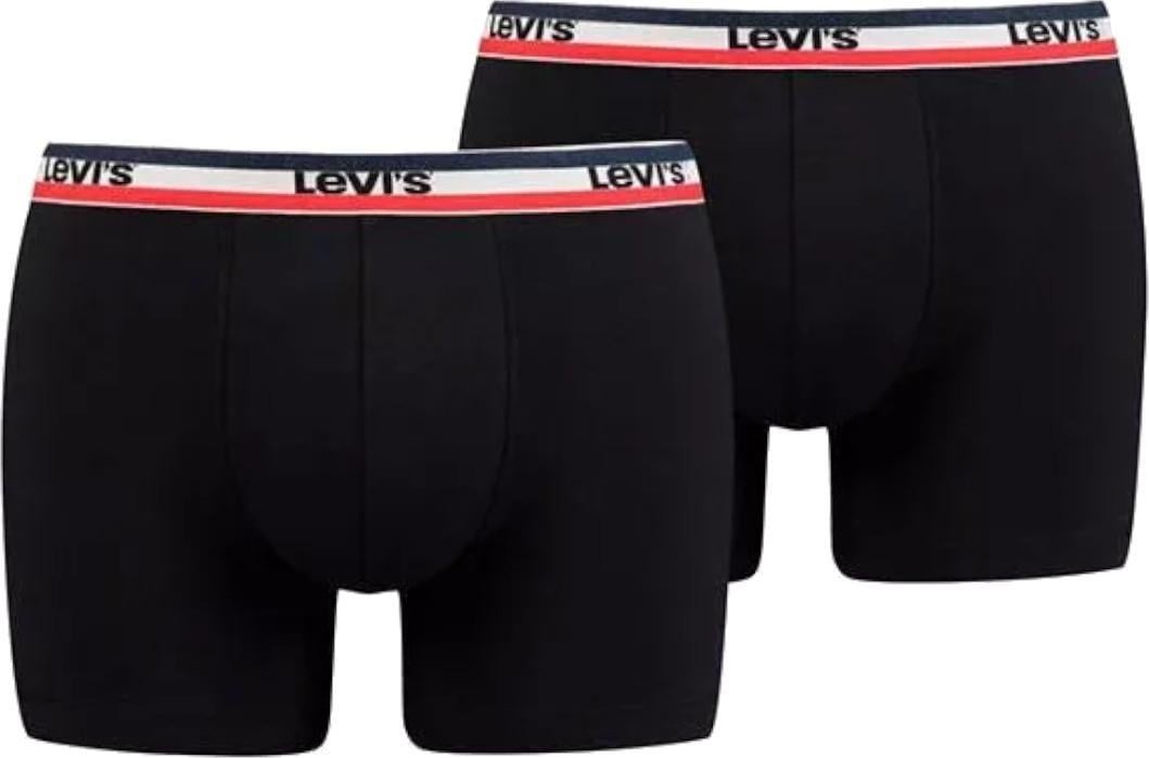 Levi&apos;s, Set de boxeri cu banda logo in talie - 2 perechi, Negru/Rosu/Alb, S