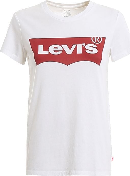 Levi&apos;s, Tricou alb cu imprimeu logo, Alb, S