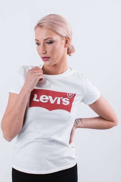 Levi's, Tricou alb cu imprimeu logo, Alb, XS