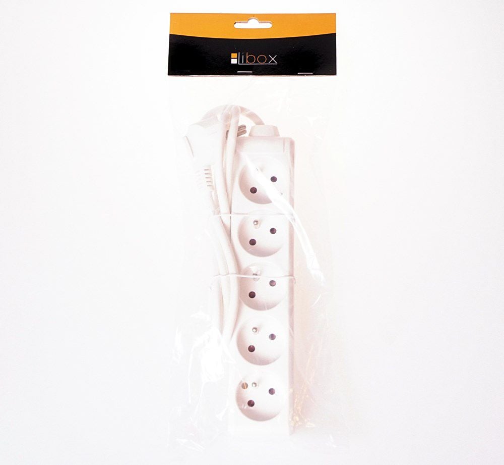 Prelungitor electric cu cablu cu protectie supraincalzire , Libox , LB0084/3 , 5 prize , 3 m , alb