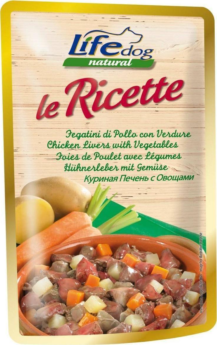 Hrana umeda pentru caini Life Le Ricette, Ficat si Vegetale, 95 g