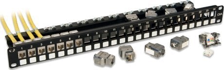 Lindy C6A Patch Panel 10G24p modular Mit 24 C6A 10G STP keystones - 25894