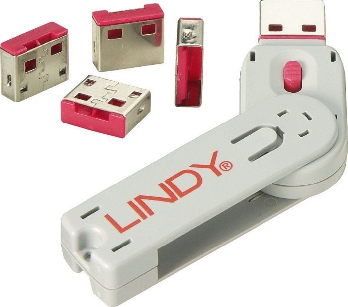 Lindy Set de 4 blocare USB cu cheie (40450)