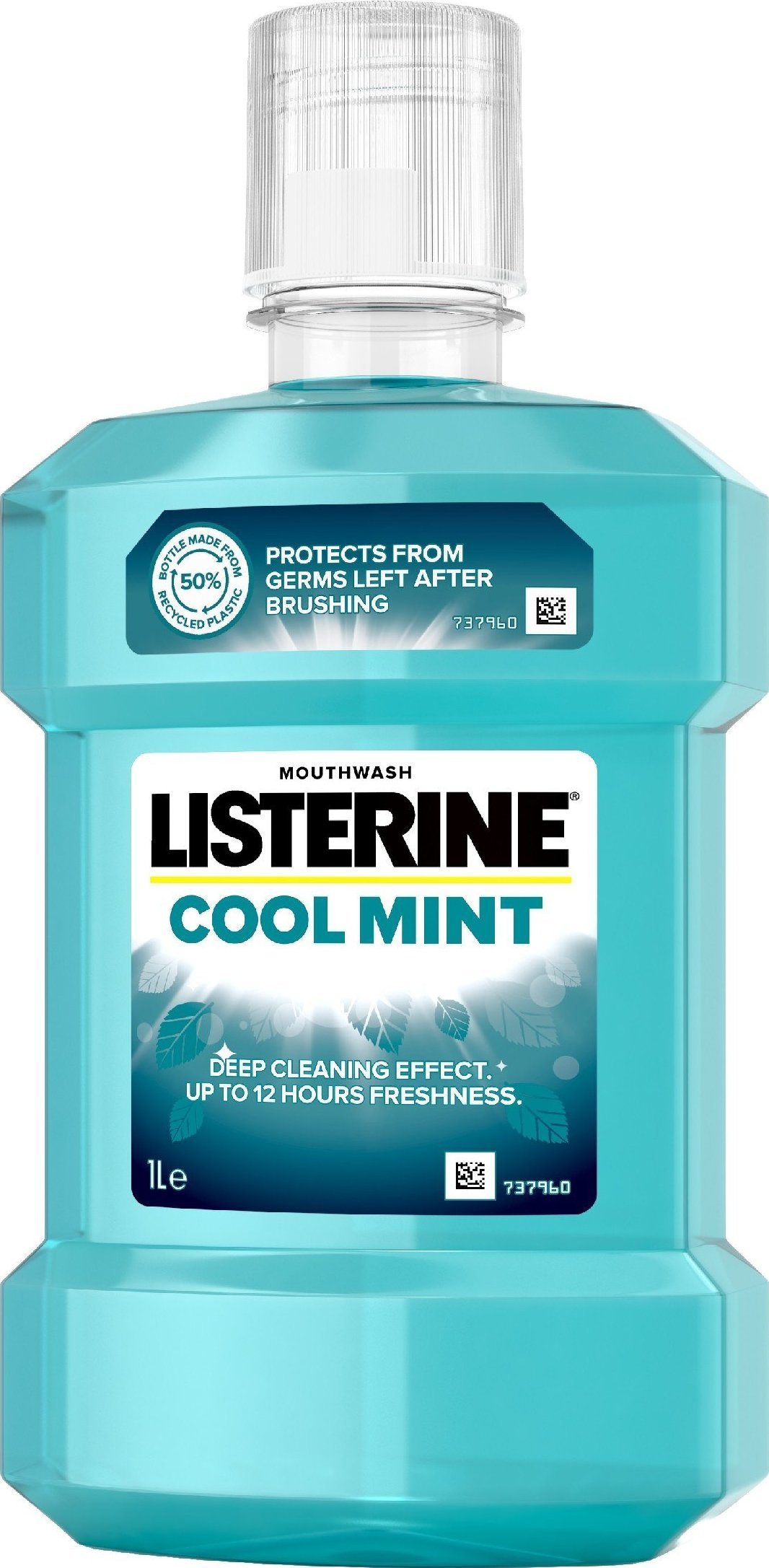 Apa de gura Listerine Cool Mint 1L,Conține uleiuri esențiale: eucalipt, timol, mentol și salicilat de metil,împrospătează respirația
