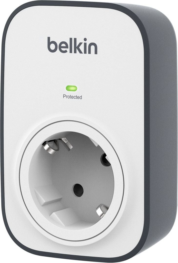 Protector de supratensiune Belkin cu 1 priză, alb (BSV102VF)