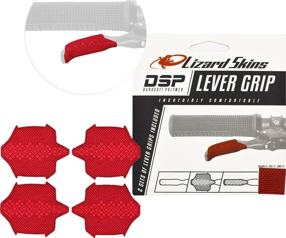 Lizard Skins LIZARDSKINS DSP Lever Grip - Crimson Red 0,5 mm (2 seturi de 2) (NOU 2023)