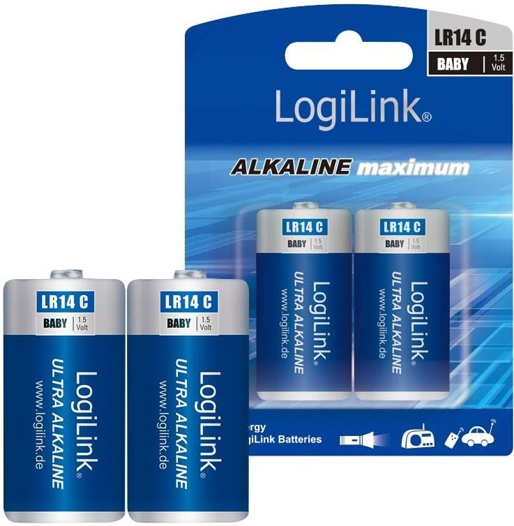 LOGILINK - Ultra baterii alcaline LR14 de putere, pentru copii, 1.5V, 2 buc