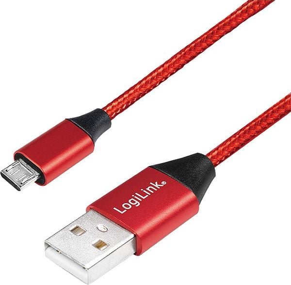 LogiLink USB-A - cablu microUSB 0,3 m roșu (CU0151)