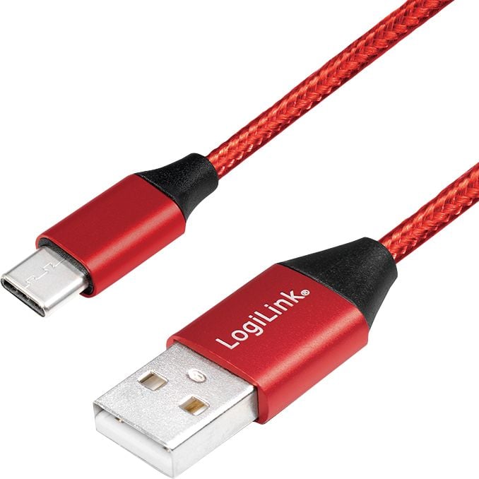 LogiLink USB-A - USB-C cablu USB 0,3 m roșu (CU0147)