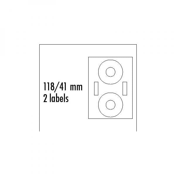 Medii de stocare logo CD etichete 118 / 41mm, A4, mat, alb (5789)
