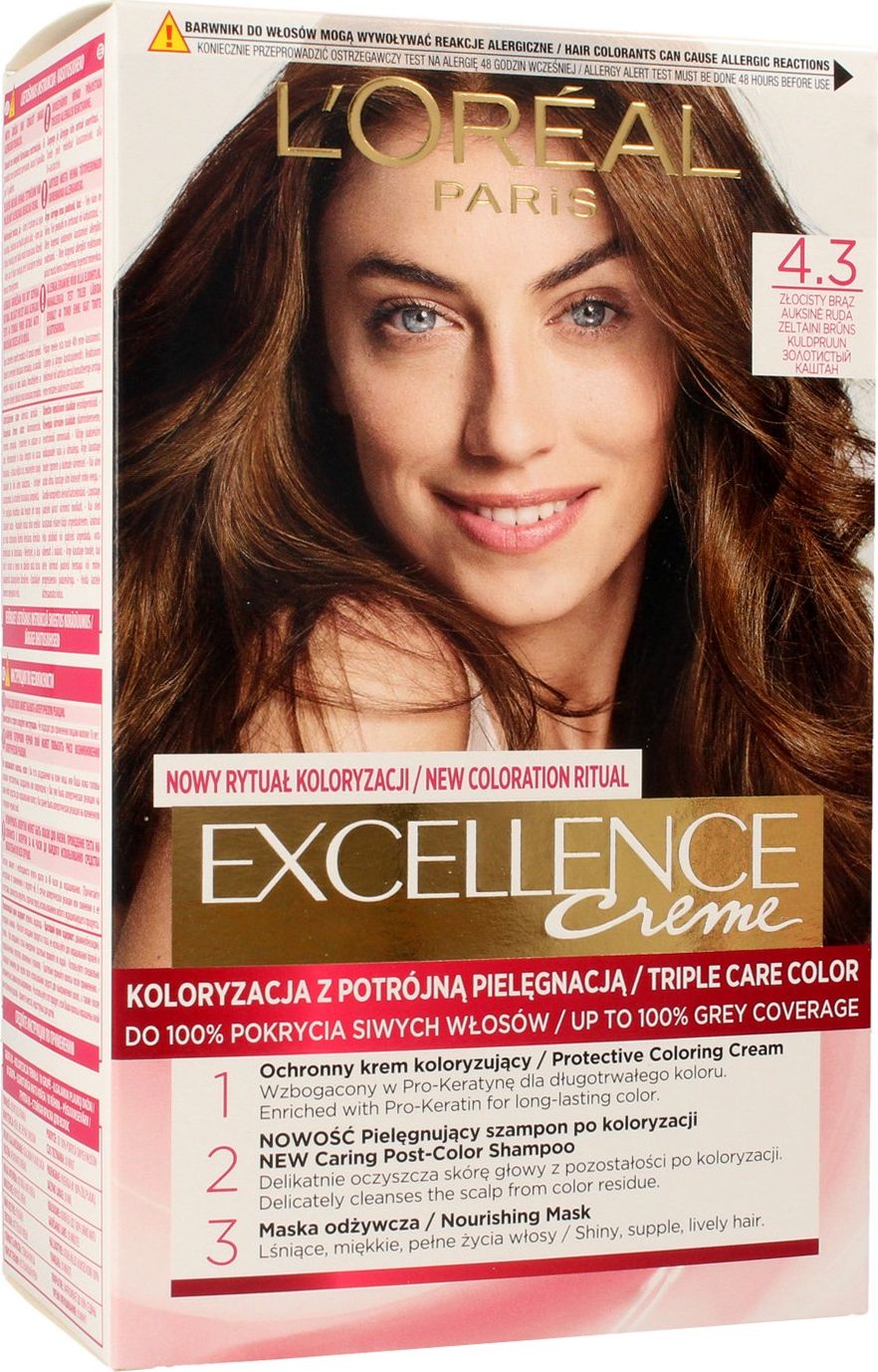 Loreal Excellence Creme Krem koloryzujÄ…cy 4.3 ZÅ‚ocisty BrÄ…z 1op.