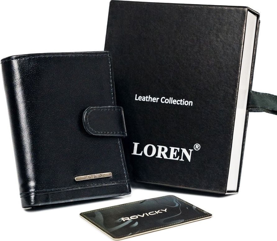 Loren Husă pentru carduri din piele lucioasă cu cataramă și buzunar pentru bancnote Loren Nu este cazul