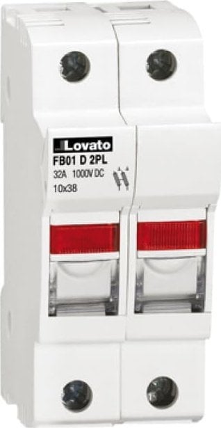 Lovato Electric bază pentru siguranțe DC cu semnalizare PV 2P 32A 1000V 10x38mm FB01D2PL