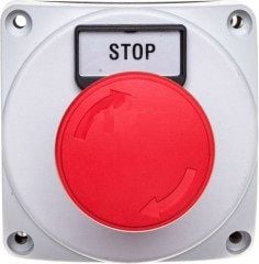 Locuințe gri buton și eticheta PAP P1 A8 LPCB6344 STOP (LPZP1B802)