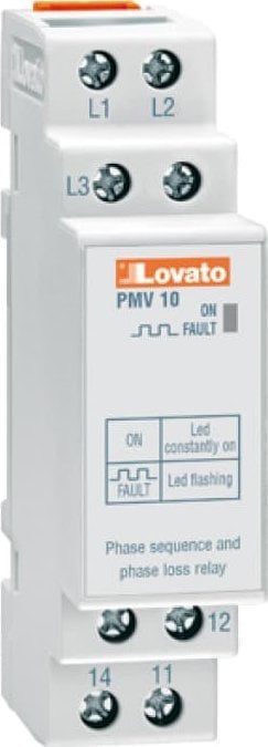 Lovato Electric Releu de supraveghere a secvenței și a defecțiunilor de fază 208-440V AC PMV10A440