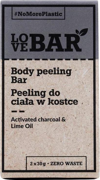 Love Bar LOVE BAR_Gomaj de corp Body Peeling Bar în cuburi Cărbune activat & Lime 2x30g