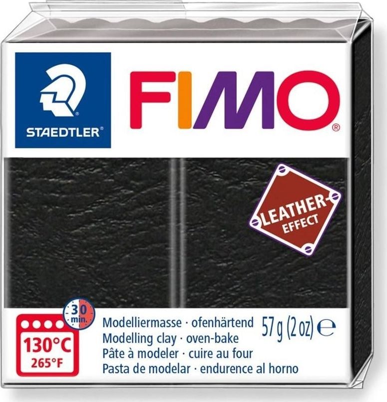 Lut polimeric Fimo Leather Effect black pentru modelaj STH-8010-909
