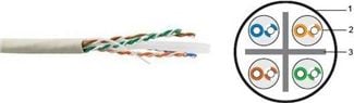 Cablu de instalare LYNX CS, Cat6, cu sârmă de cupru, LS0H, 305m în cutie (LX-SLD-UTP6-LSZH-GR)