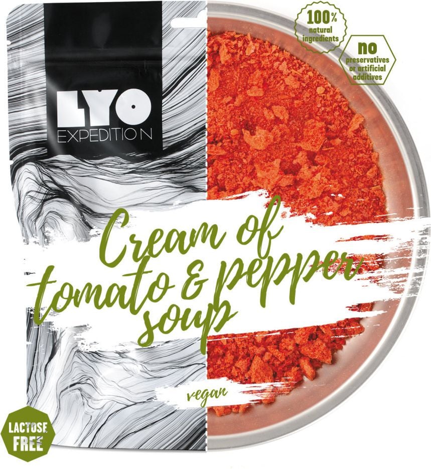 Lyo Food Mâncare vegană liofilizată supă cremă de roșii și ardei roșii Lyo Food pungă unică