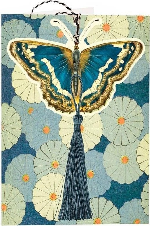 Card și pandantiv Madame Treacle B6 cu plic - Fluture albastru