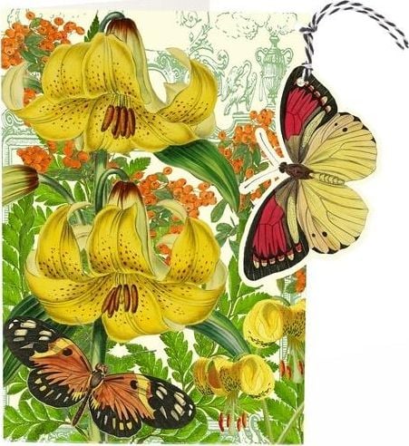 Card și pandantiv Madame Treacle B6 cu plic - Fluture galben