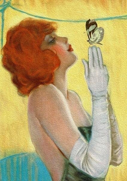 Madame Treacle Card B6 cu plic Femeie și fluture