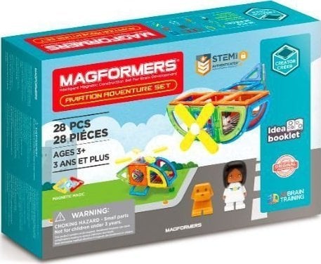 Setul de aventuri de aviație Magformers MAGFORMERS este un joc de construcție care încurajează creativitatea și dezvoltarea abilităților motorii fine ale copiilor. Acest set conține piese de jucării magnetice care pot fi asamblate în diferite modele