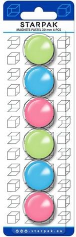 Flipchart si accesorii - Magnes Kolorowy Pastel 30mm Opakowanie 6 Sztuk (24/144 - 30MM PASTE)