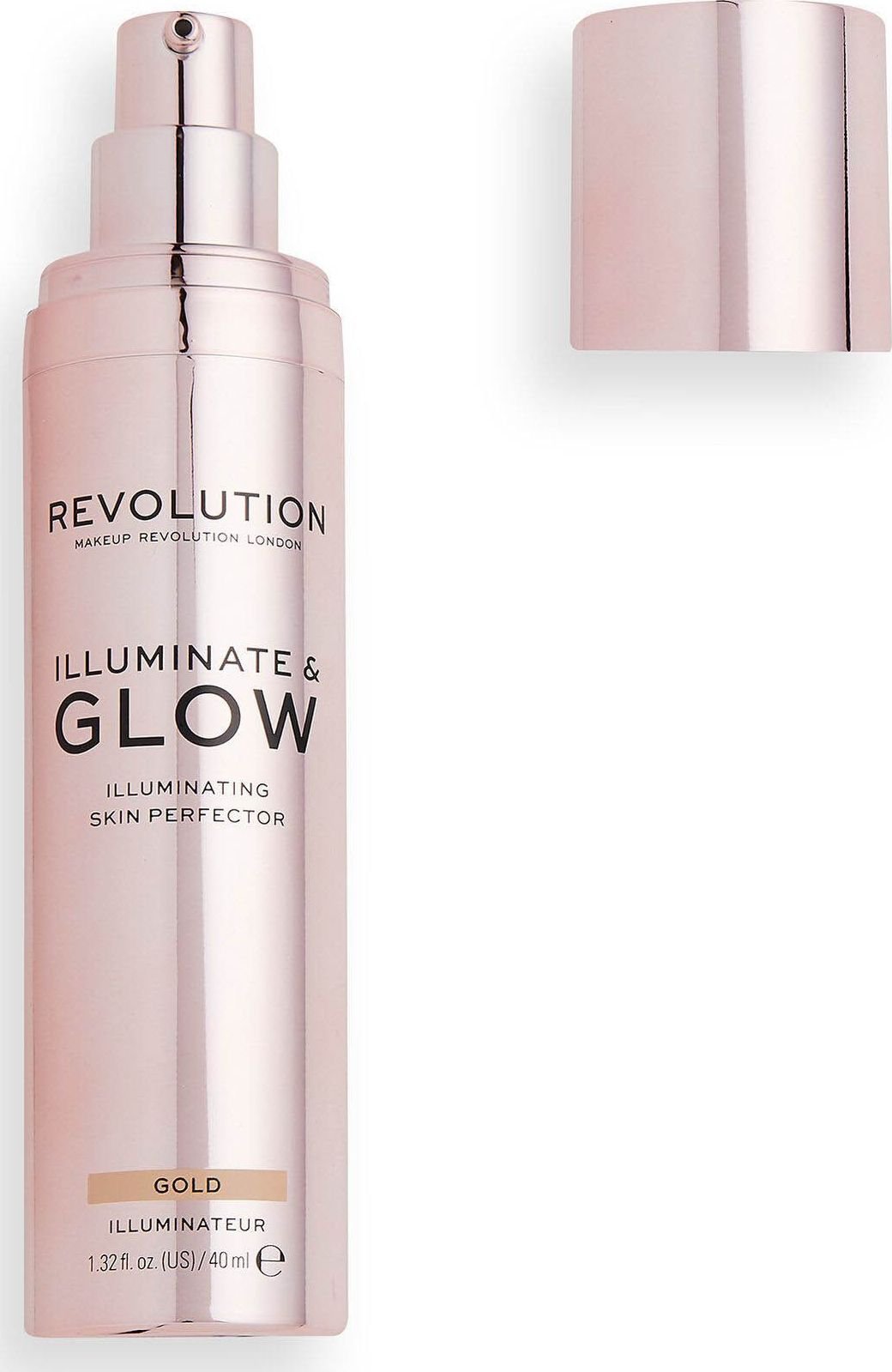 Machiaj Revolutia London Glow si Iluminati Rozsiwetlare 40mlAur Makeup Revolution este o marca de machiaj care provine din Londra si are ca scop sa ofere produse de calitate la preturi accesibile. Produsul lor numit Glow &amp; Illuminate este un rozsiwe