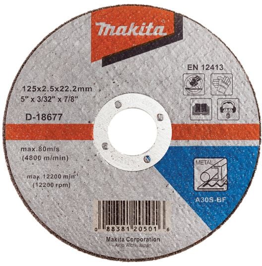 Disc de tăiere pentru metal Makita 125x2,5x22,2mm (D-18677)