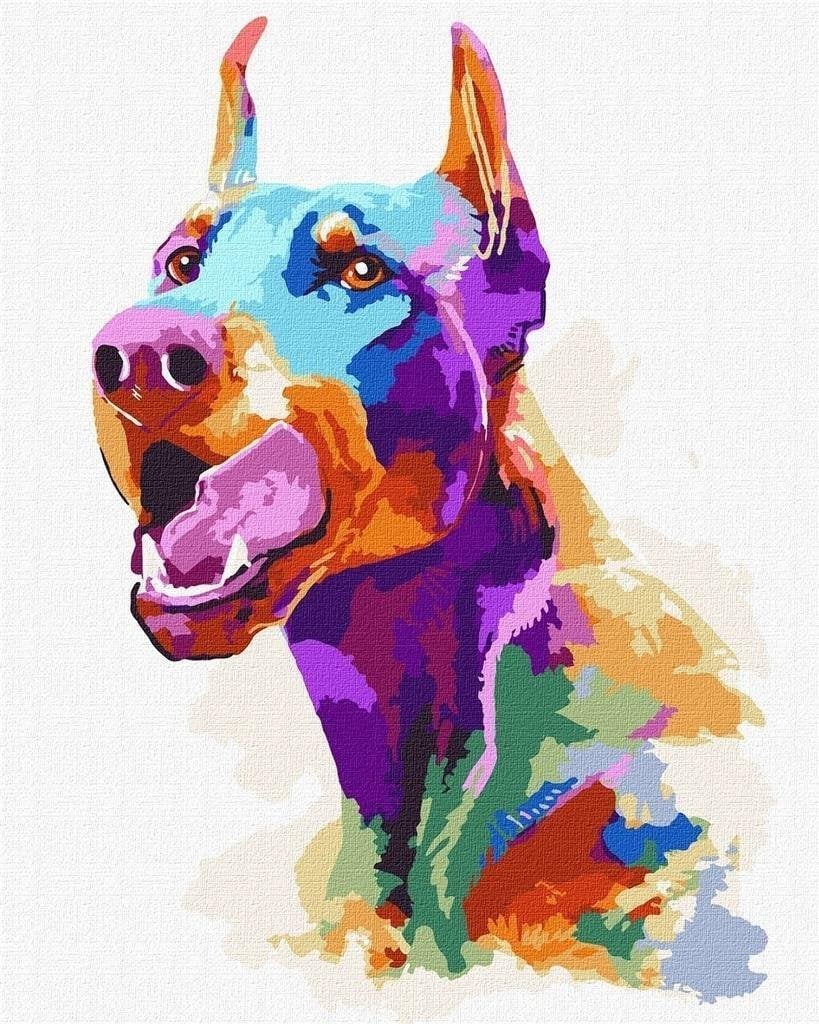 Pictură după numere - Doberman pop art 40x50