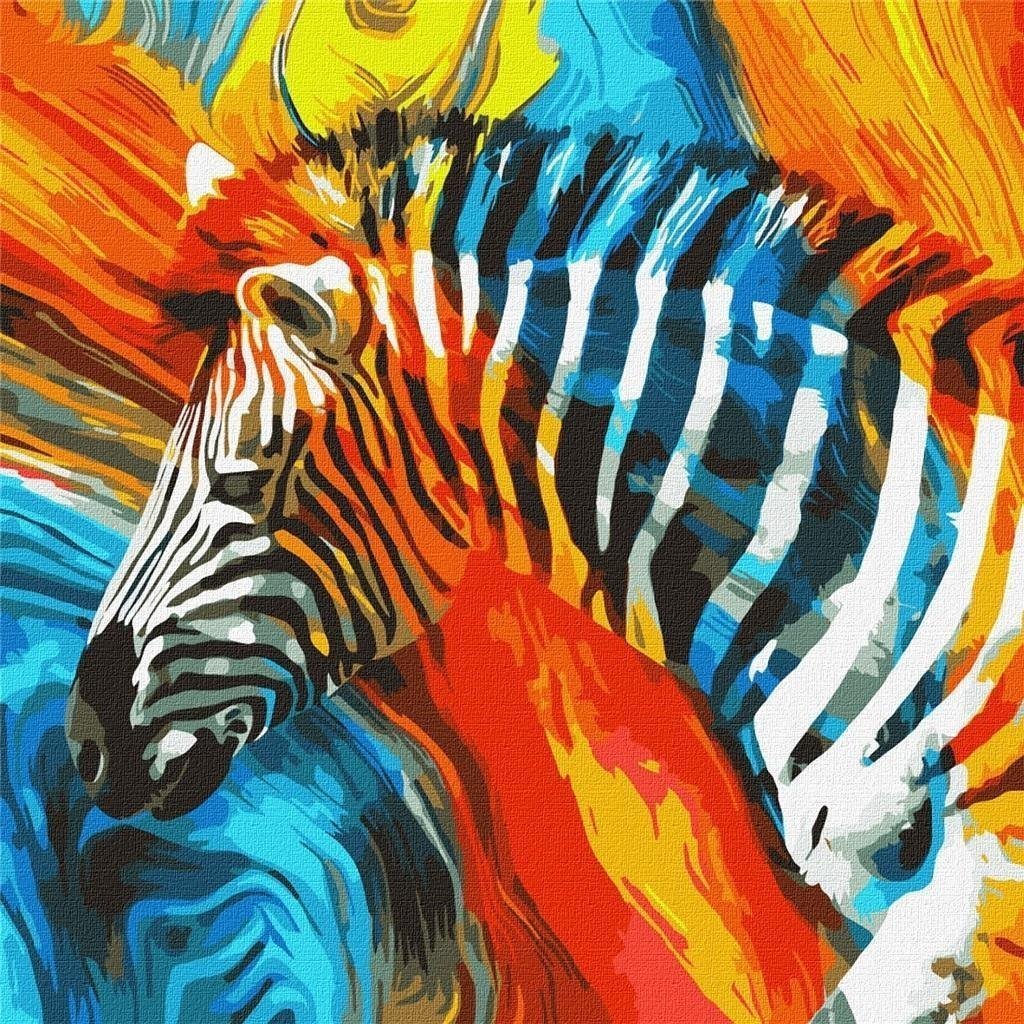 Pictura dupa numere - Zebra colorata 50x50cm