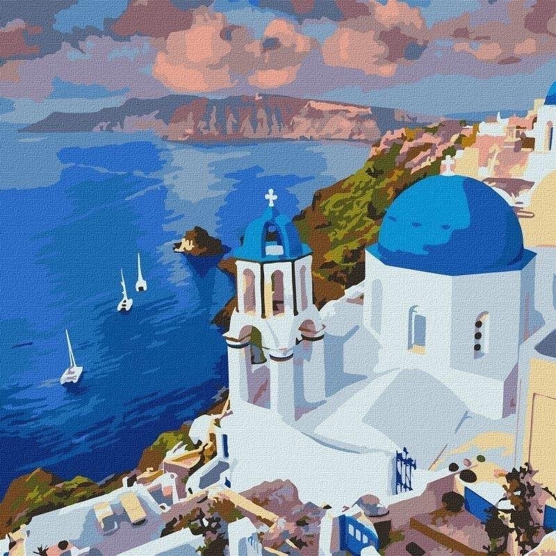 Pictură după numere - Pitoresc Santorini 50x50