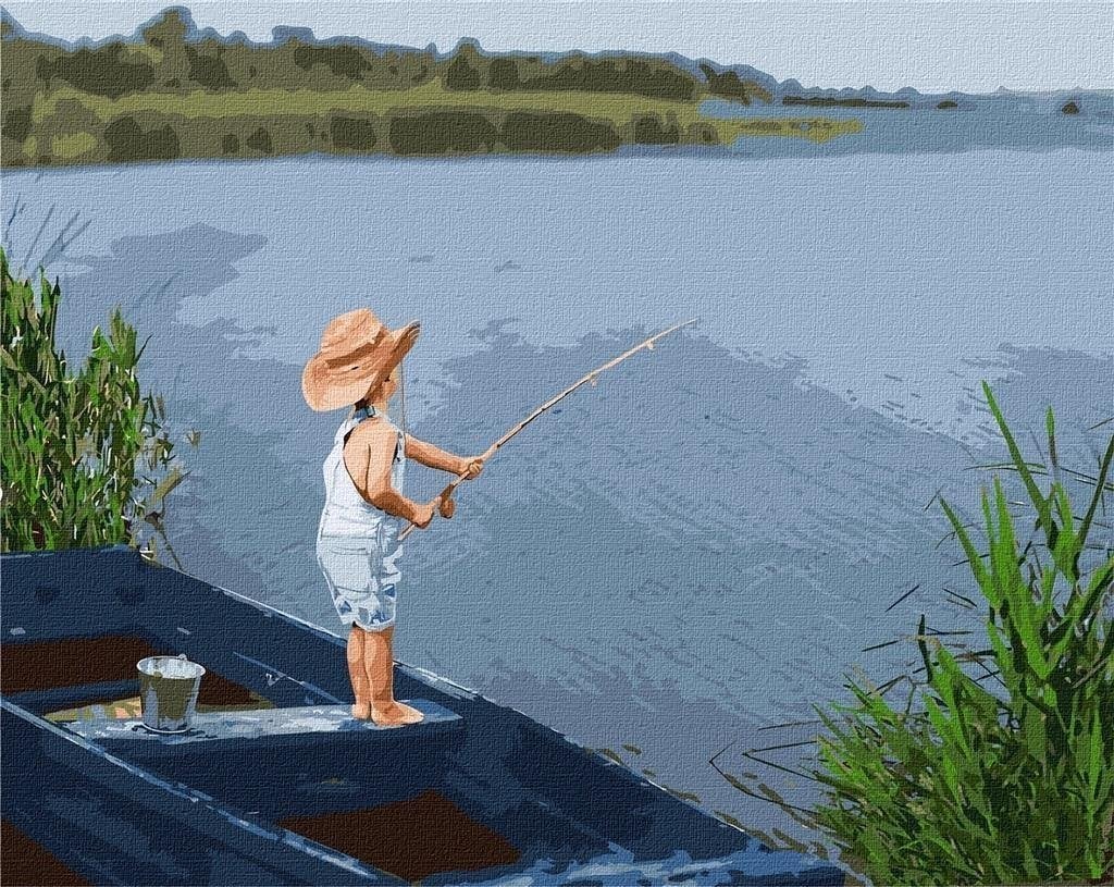 Pictură după numere - Primul pescuit 40x50cm