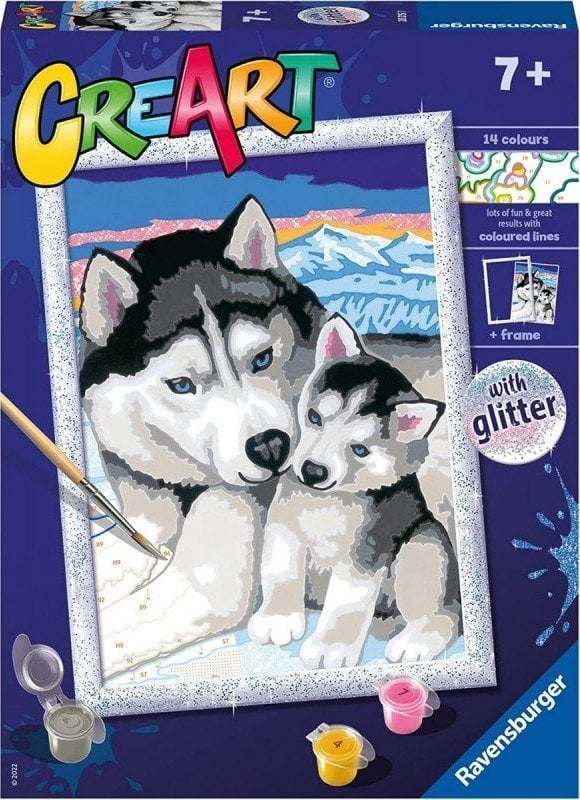 Carte de colorat CreArt pentru copii: Husky 202157 RAVENSBURGER pictură după numere