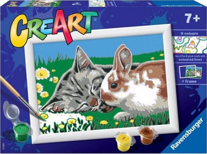 Carte de colorat CreArt pentru copii Pisici pe pajiște