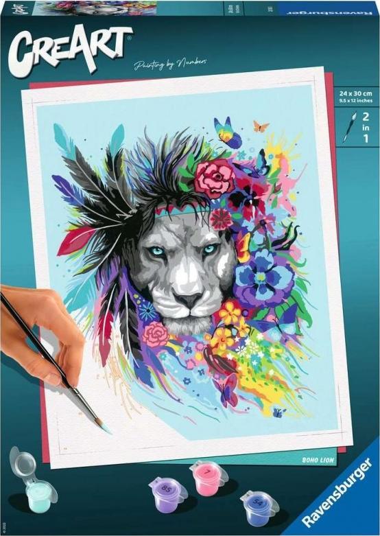 Carte de colorat CreArt: Boho lion 201303 RAVENSBURGER pictură după numere