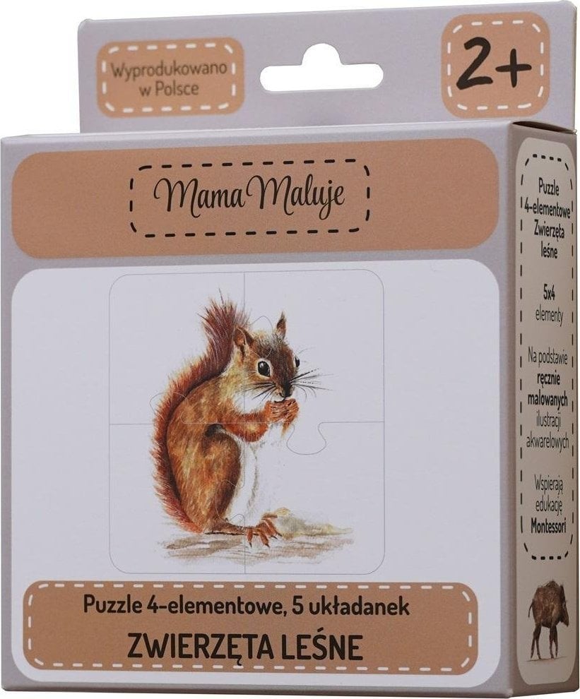 Mom Paints Puzzle 4 Piese Animale din Pădure