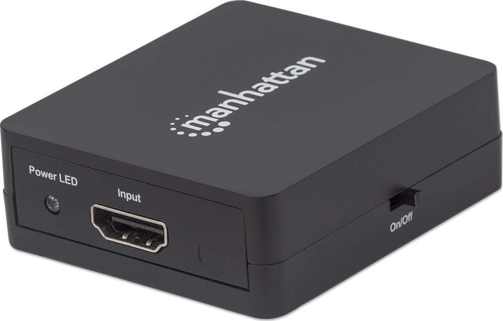 Splitter HDMI activ, alimentator inclus , 2 porturi, 1 intrare - 2 iesiri, 3D , MANHATTAN, negru, IDATA HDMI-213C