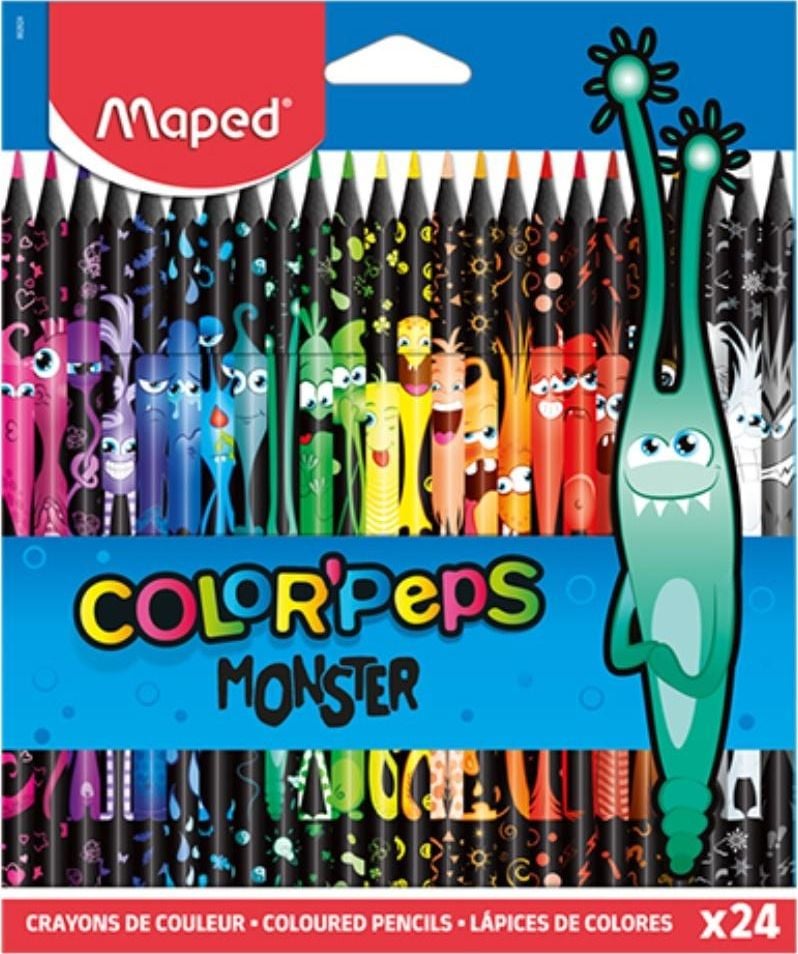 Maped Colorpeps Monster creioane triunghiulare 24 de culori