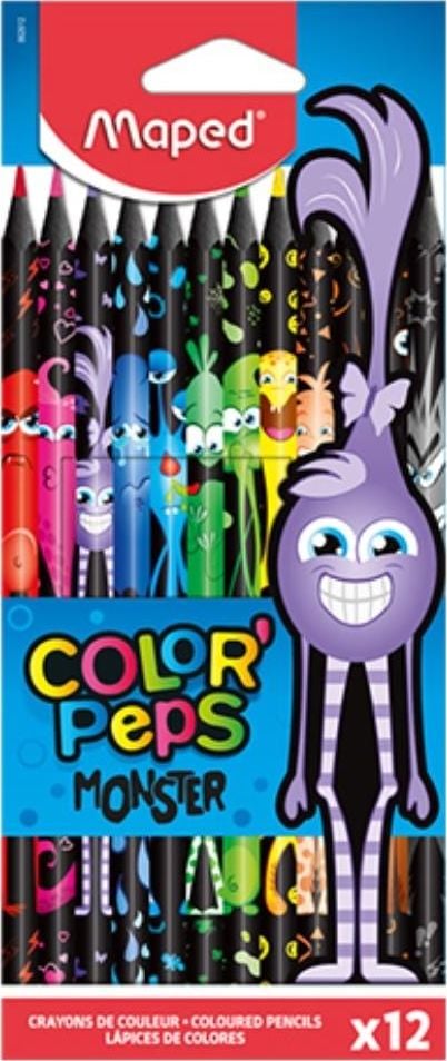 Maped Colorpeps Monster creioane triunghiulare 12 culori MAPED
