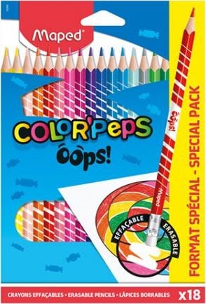 Maped Colorpeps Oops creioane colorate triunghiulare cu radiera 18 col