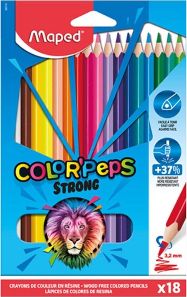 Maped Colorpeps Creioane colorate triunghiulare puternice 18 culori MAPED