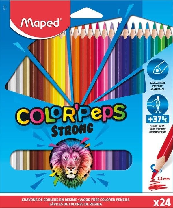 Maped Colorpeps Creioane colorate triunghiulare puternice 24 de culori