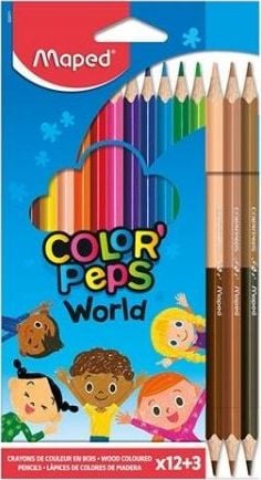 Creioane colorate triunghiulare Maped Colorpeps World 12 culori