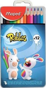 Creioane Maped MAPED Rabbids 12 culori intr-o carcasa metalica Maped $